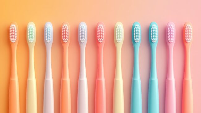 Minimalist Anime Vector Electric Toothbrushes Illustration in Adobe Illustrator Style with Fun Playful Colors and Clean Background